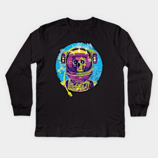 Grinning Astronaut Skull Kids Long Sleeve T-Shirt